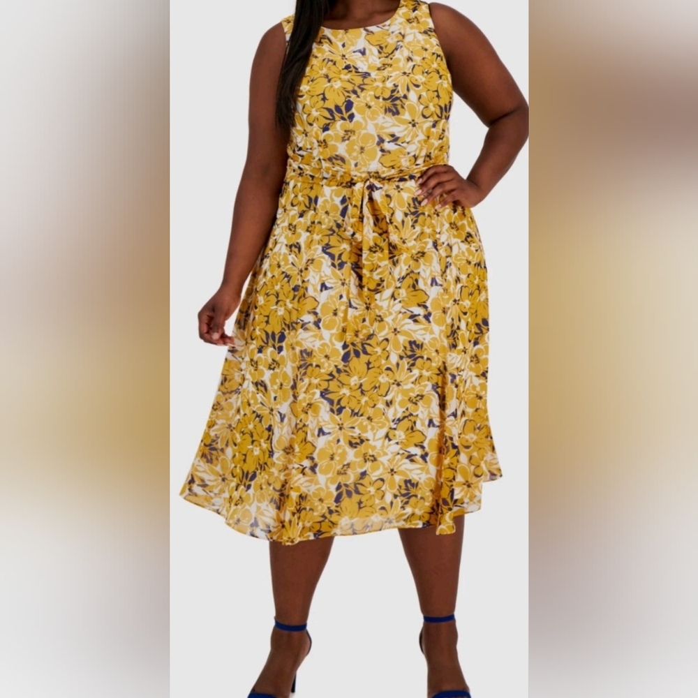 Kasper XL fem Flowy Sleeveless Tropical Floral